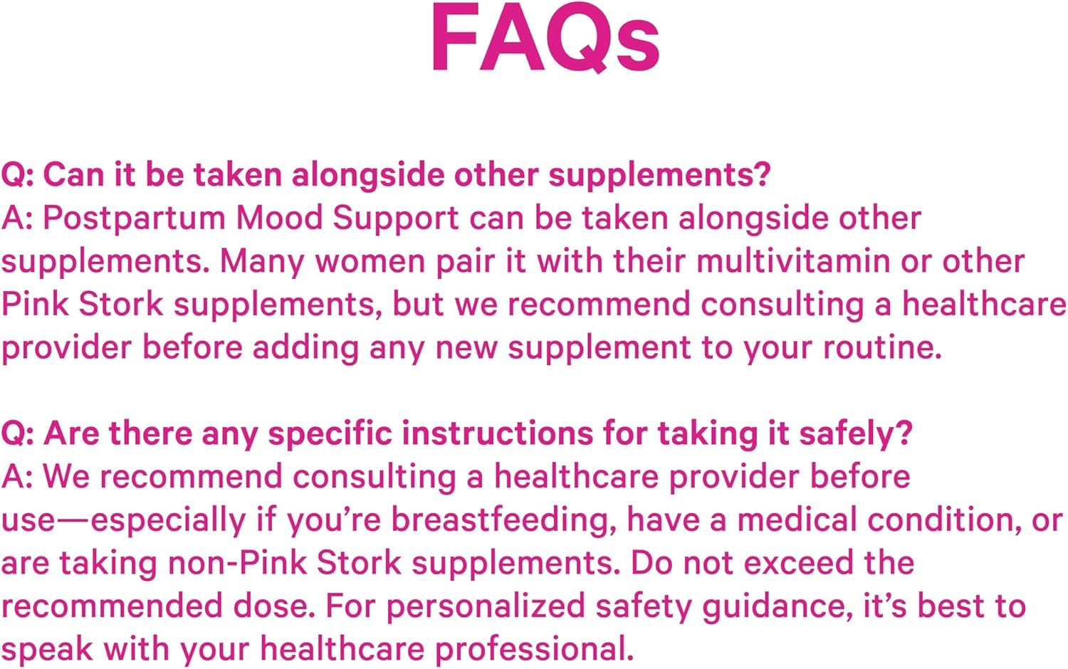 Pink Stork Postpartum Mood Support vitamin D3 and B complex support