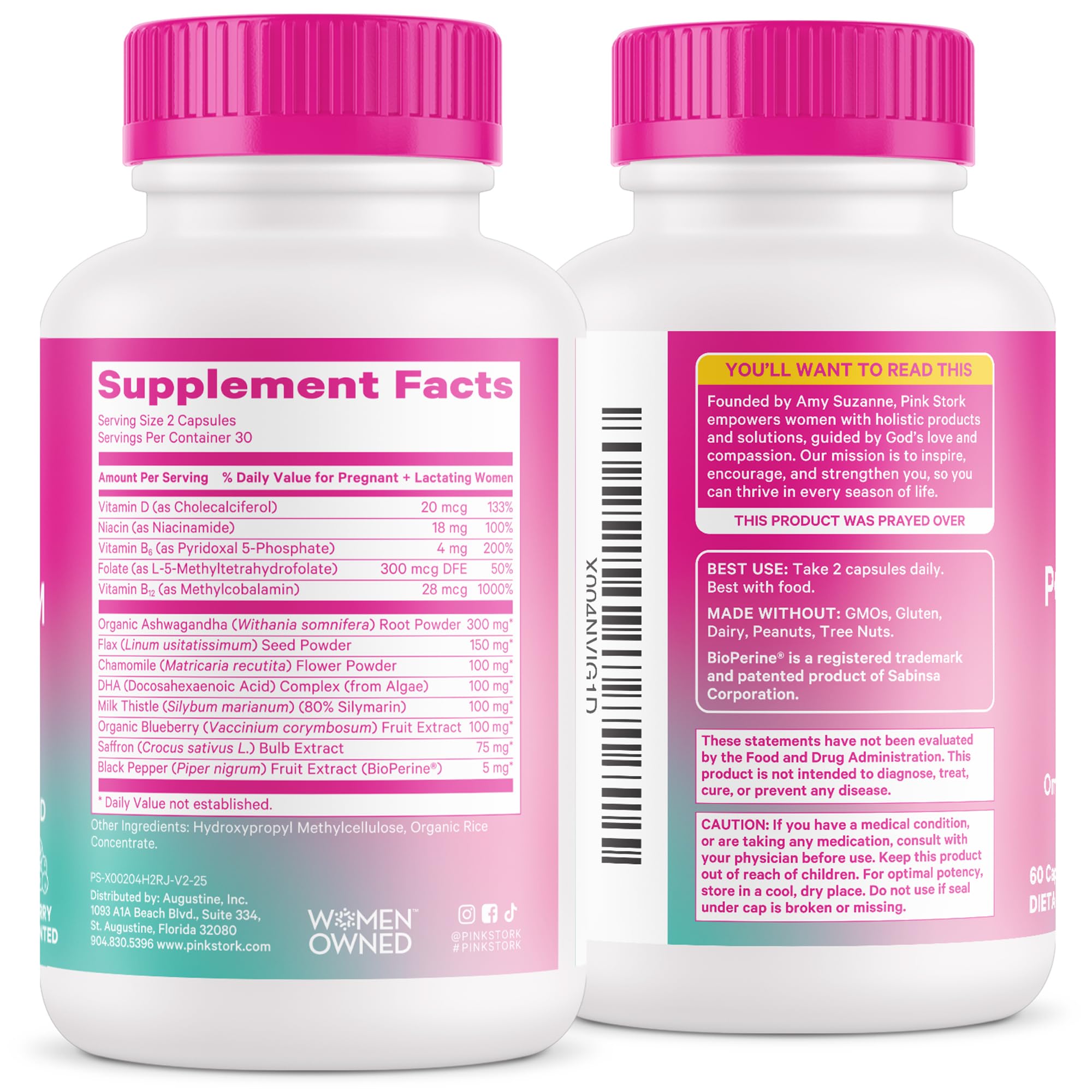 Pink Stork Postpartum Mood Support pictured in a caregiver-friendly routine