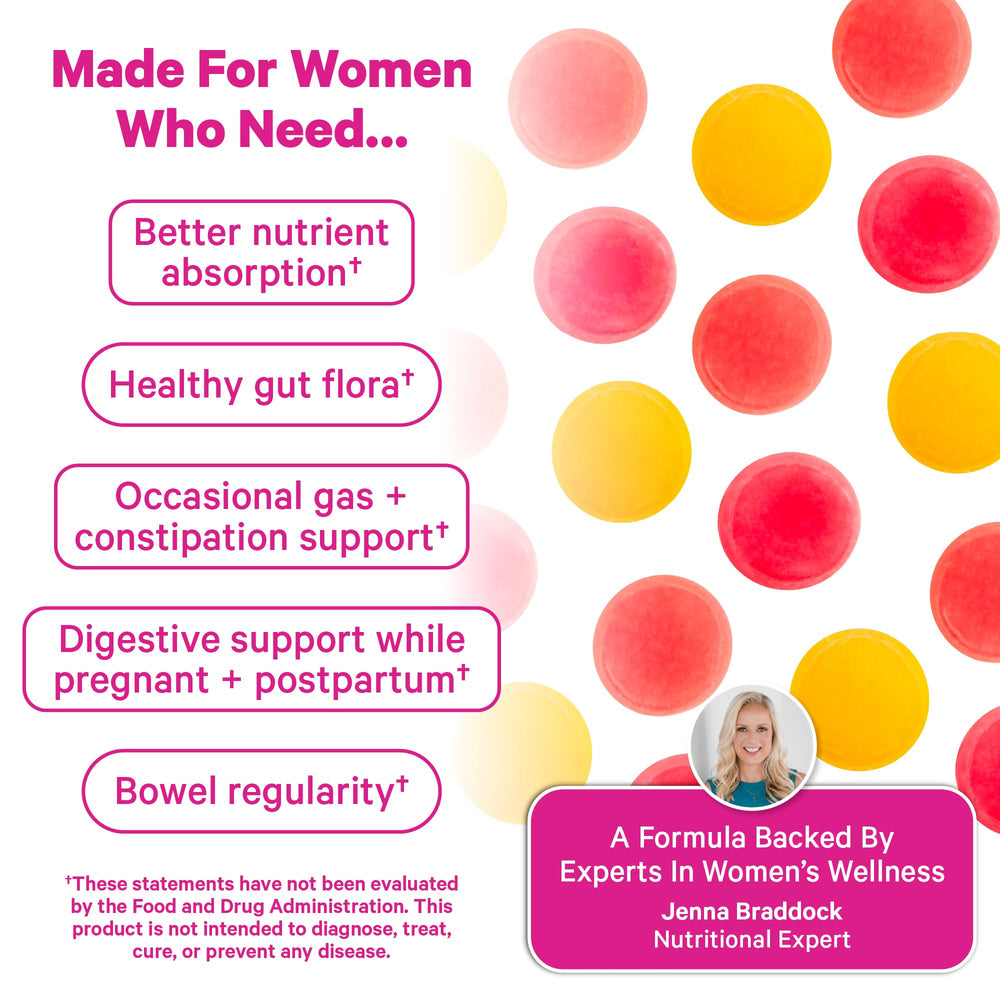 Chicory root-derived inulin in Pink Stork gummies provides prebiotic fiber benefits.