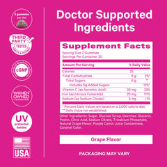 Grape flavor close-up suggests a tasty prenatal routine.