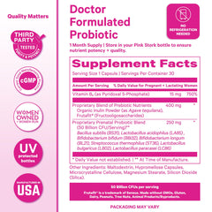Pink Stork Prenatal Probiotic promotes digestive comfort across pregnancy.