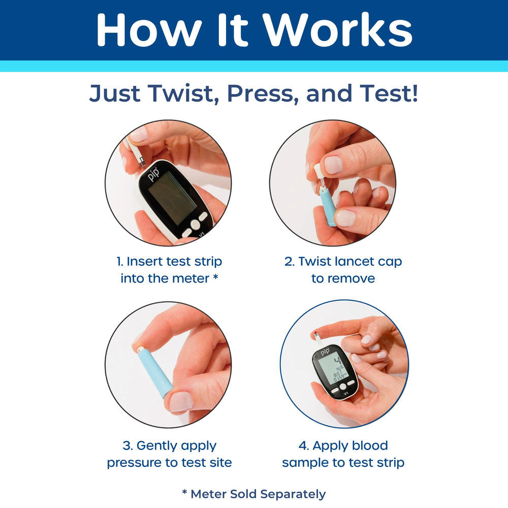 Pip V1 test strip with clear fill indicator for easy, quick testing