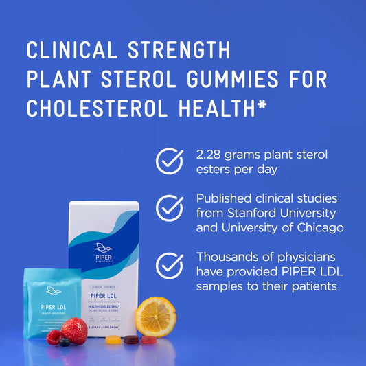 Piper Biosciences LDL Gummies on-the-go pouches for daily use.