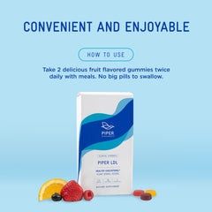 Piper Biosciences LDL Gummies strawberry flavor for variety.