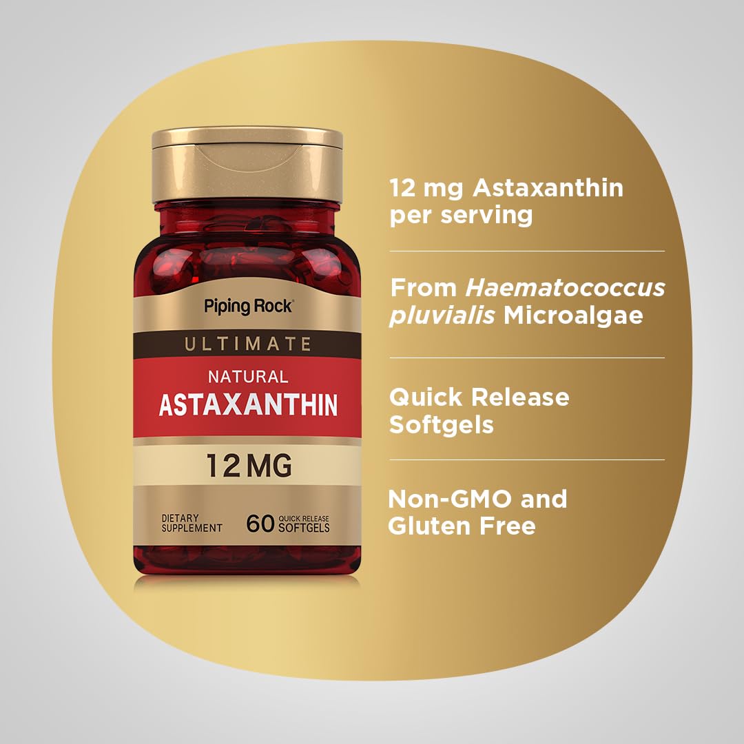 Piping Rock Astaxanthin Haematococcus pluvialis origin visual highlights natural extract.