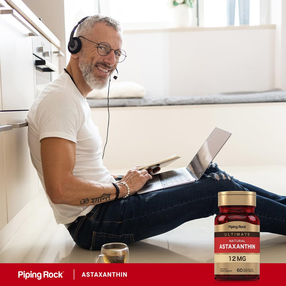 Piping Rock Astaxanthin packaging with dosage information for clarity.