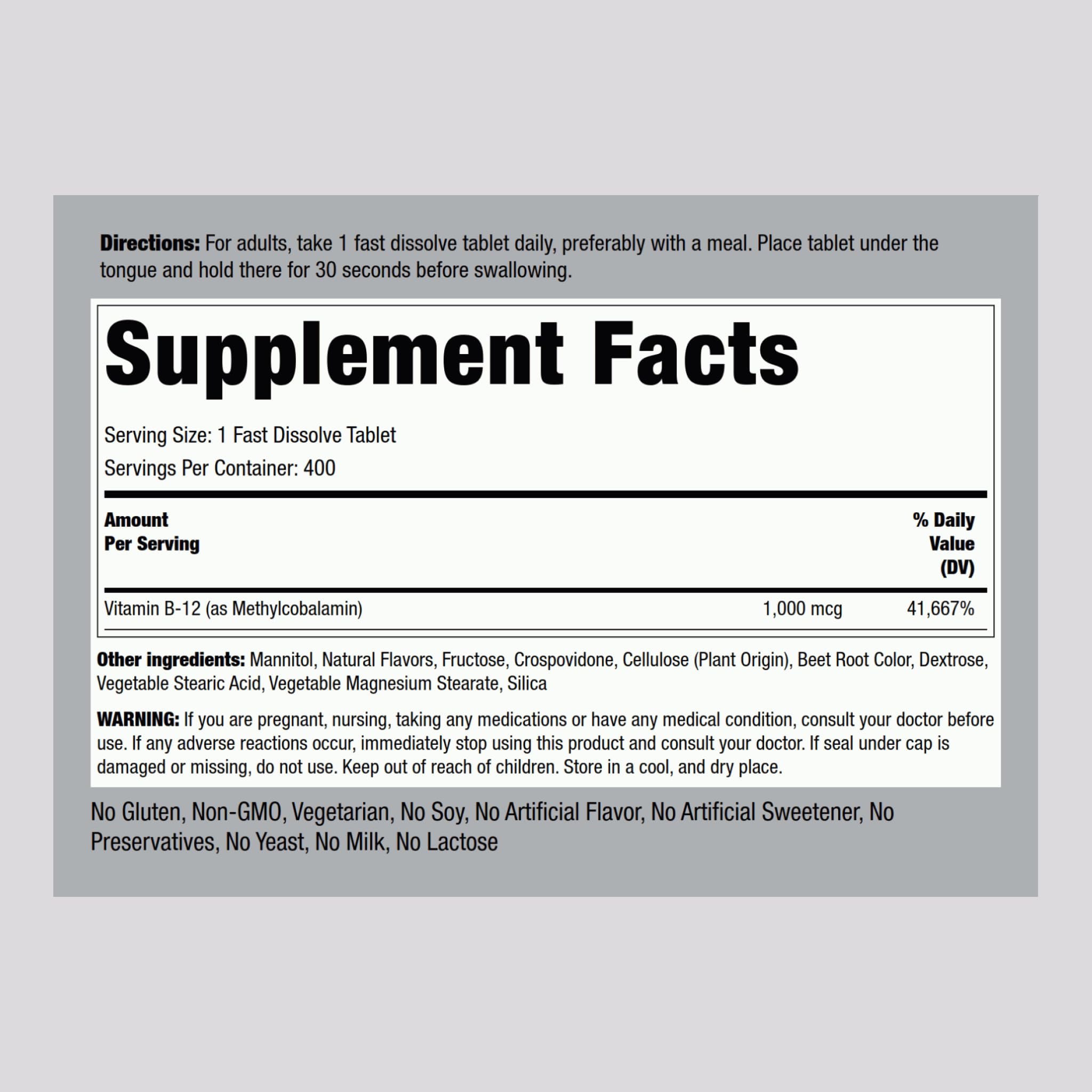 Piping Rock B12 1000 mcg sublingual tablets deliver potent daily support