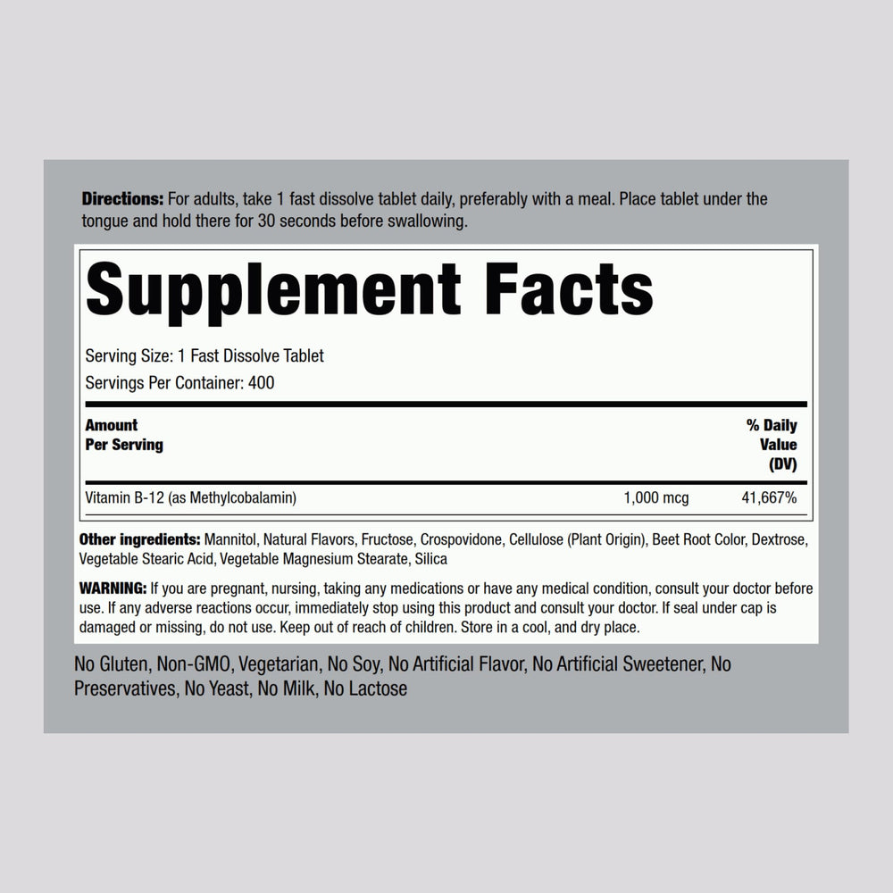 Piping Rock B12 1000 mcg sublingual tablets deliver potent daily support