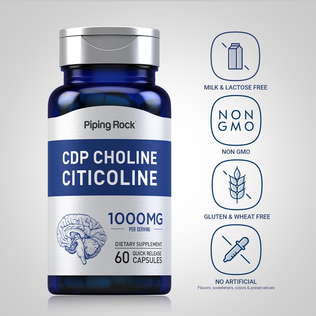Piping Rock CDP Choline label closeup with product details