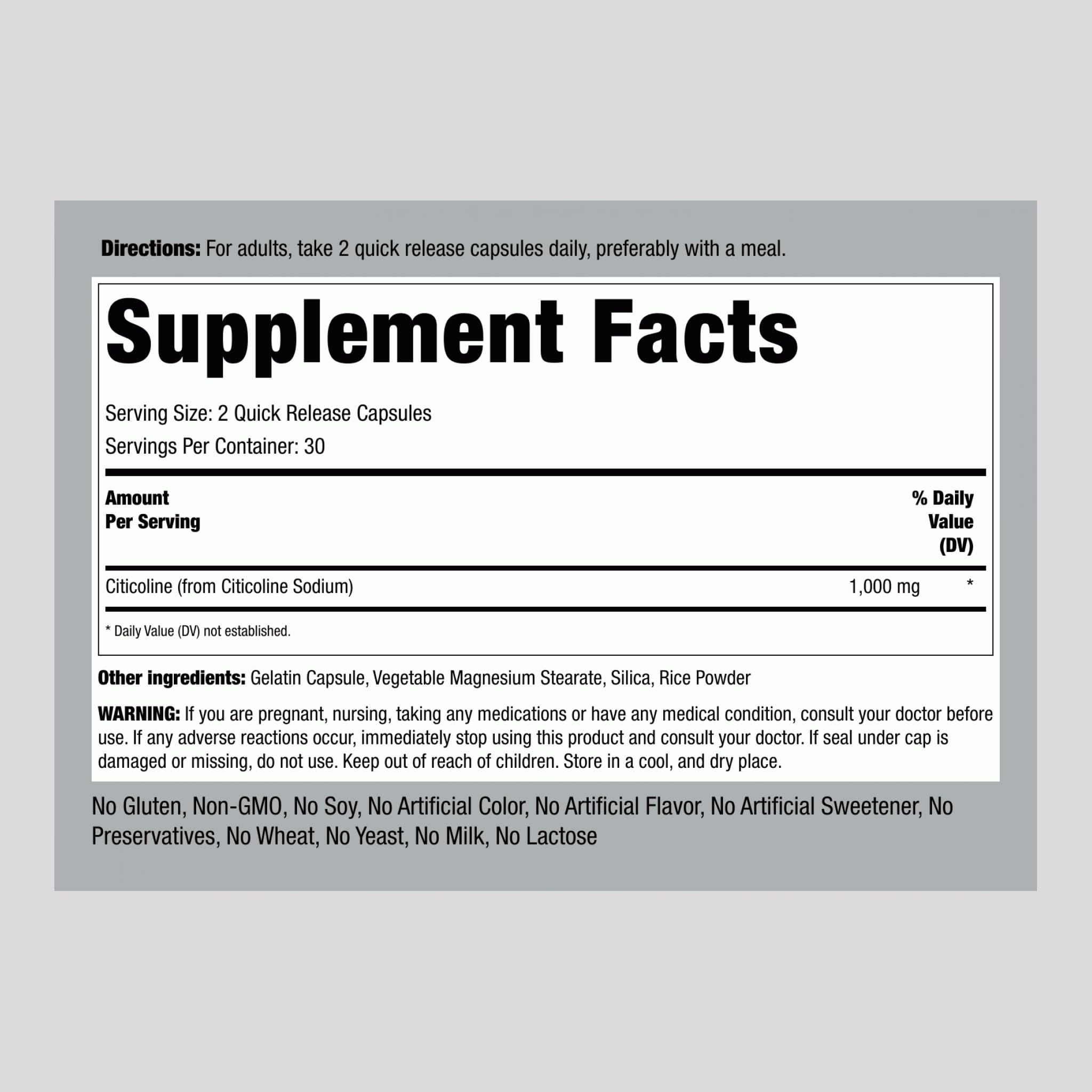 Piping Rock CDP Choline quick-release capsules in view
