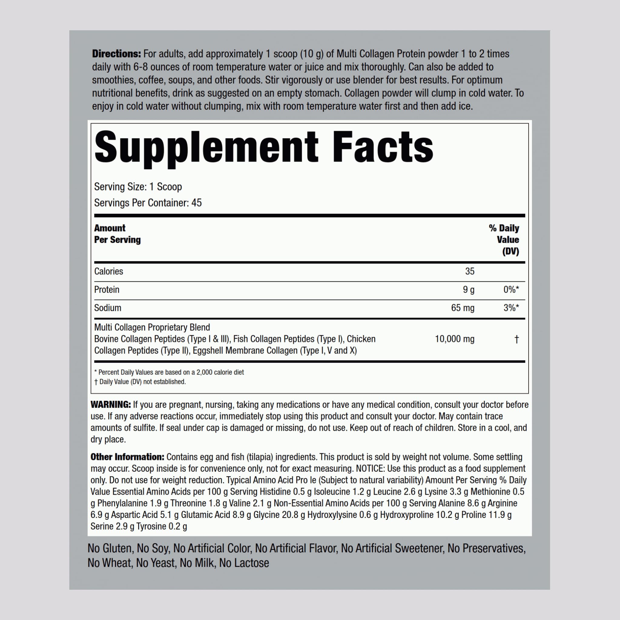 Piping Rock collagen powder poured into a smoothie for quick protein boost.