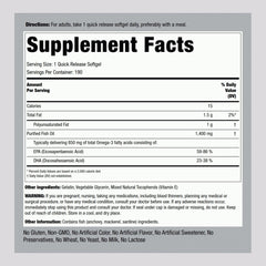 Piping Rock Omega-3 softgels close-up highlighting EPA and DHA.