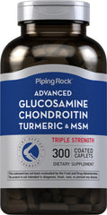 Piping Rock Glucosamine Chondroitin MSM Turmeric bottle front promotes daily joint support.