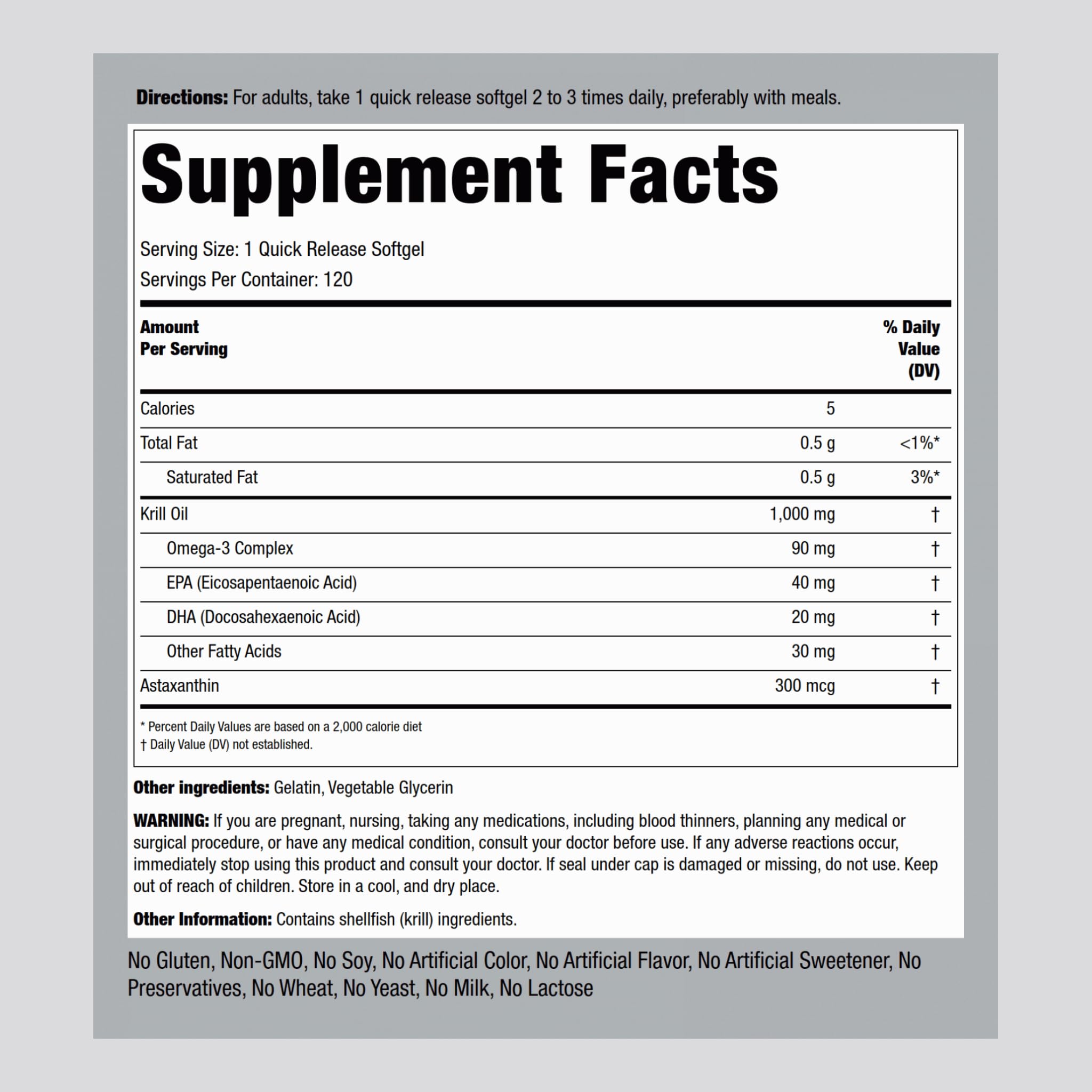 Piping Rock Krill Oil softgels close-up for convenient daily capsules.