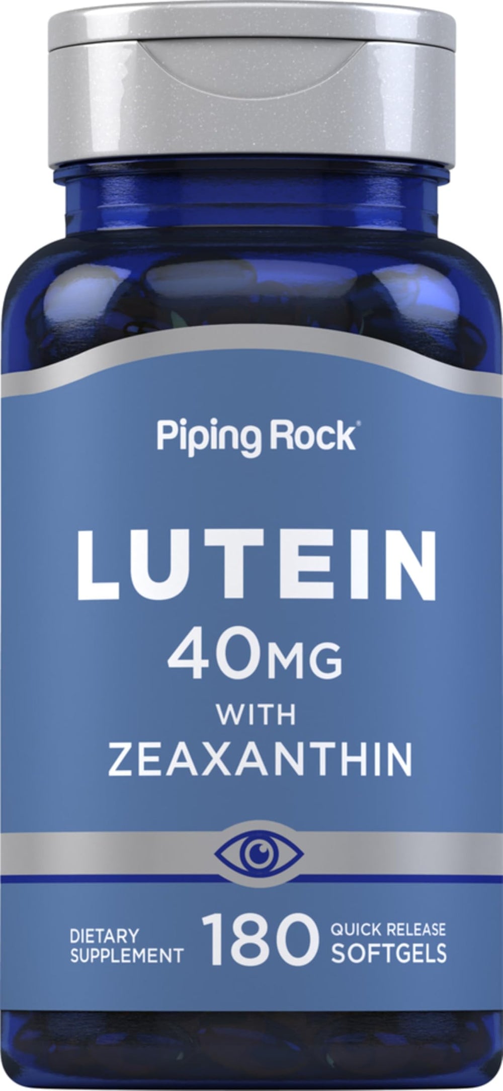 Piping Rock lutein-zeaxanthin bottle for daily eye support.