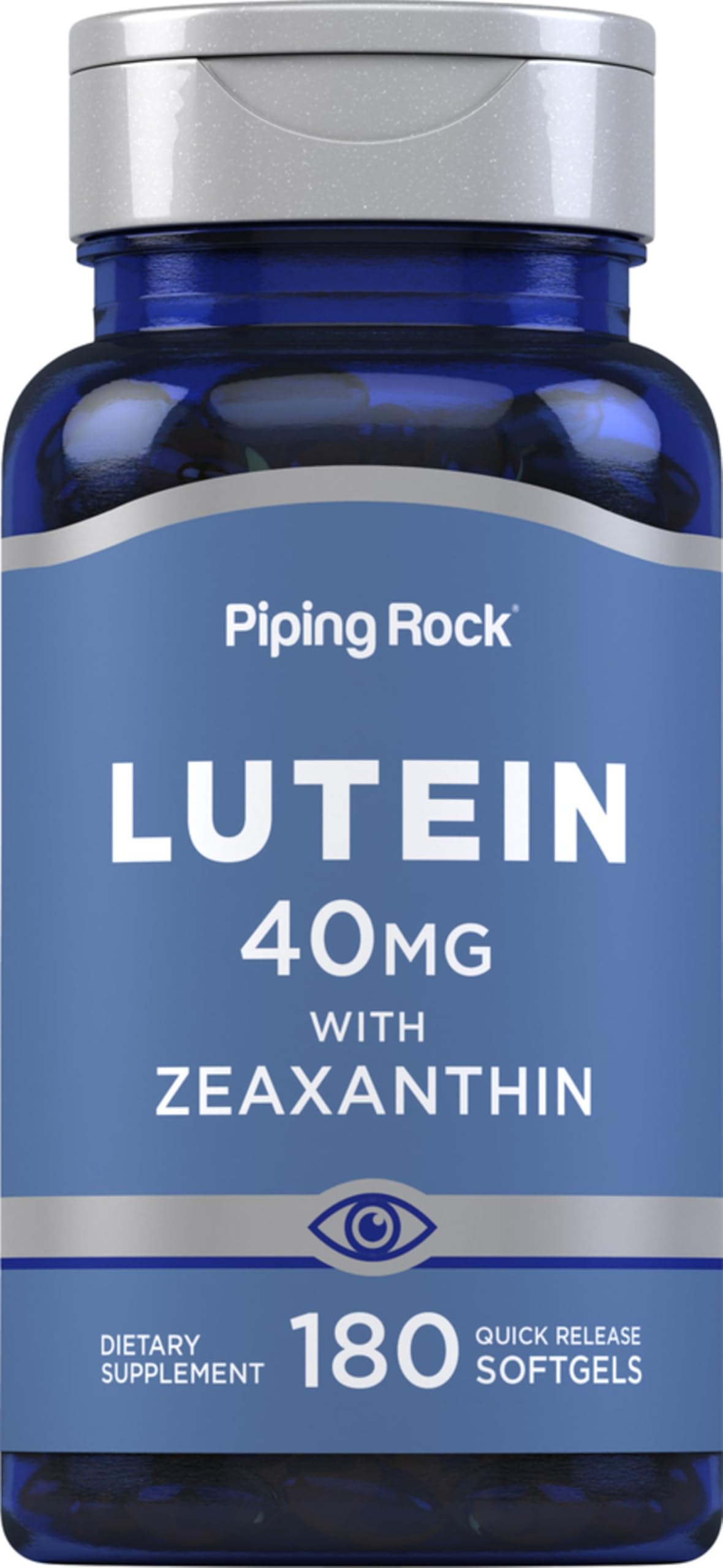 Piping Rock lutein-zeaxanthin bottle for daily eye support.