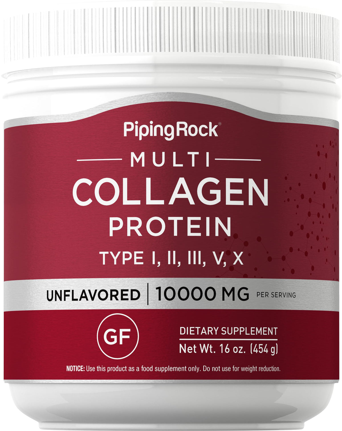 Piping Rock Multi Collagen bottle with scoop for easy daily supplementation.