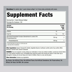 Piping Rock NeuroGold PS complex illustration highlights standardized 55% phosphatidylserine potency.
