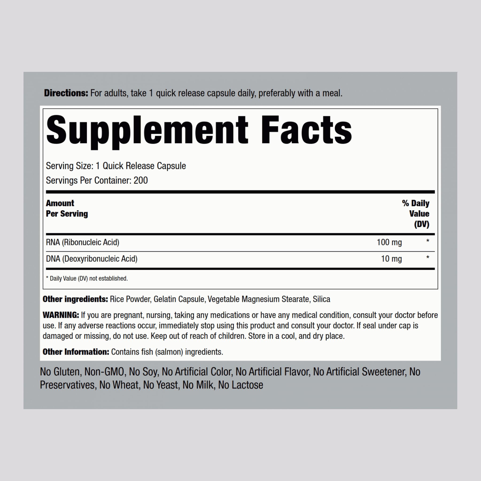 Piping Rock RNA DNA capsules close-up highlighting quick-release design.
