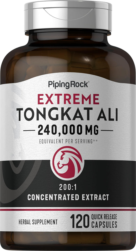 Piping Rock Tongkat Ali capsules bottle front view for daily wellness potential
