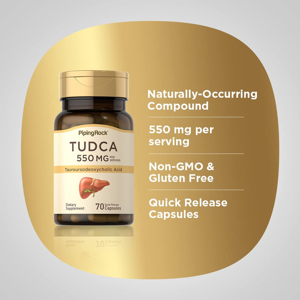 Piping Rock Tudca box front view for gluten-free, non-GMO choice.