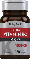 Piping Rock Vitamin K2 MK7 softgels bottle for daily supplementation.