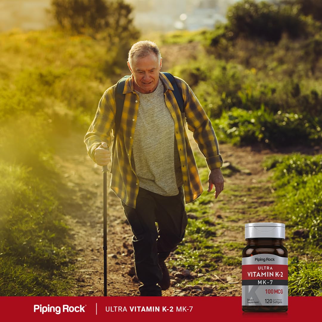 Piping Rock Vitamin K2 MK7 softgels packaging front showcases product details.