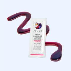 PIQUE 10 mL serving packet emphasizes on-the-go wellness with vitamin C and elderberry.