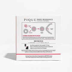 PIQUE Daily Radiance elderberry juice packet showcases convenient immune-friendly daily ritual.