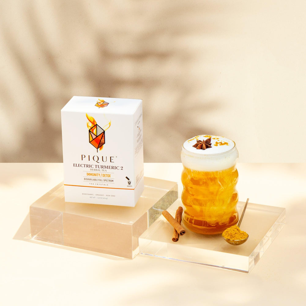 Pique Electric Turmeric 2 packaging detail with cinnamon and pepper notes.