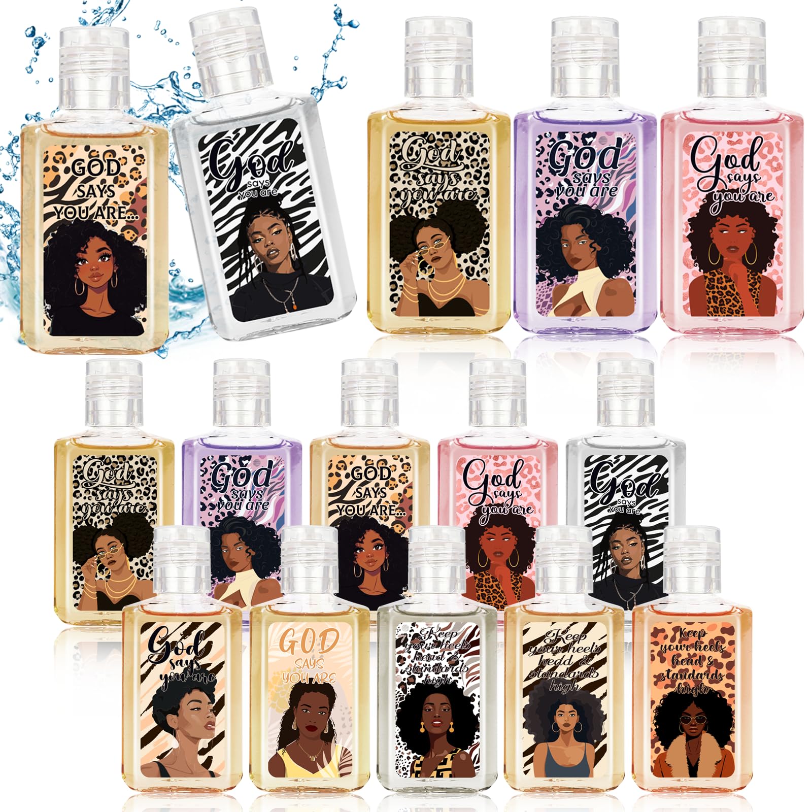 Piuaeue black women mini hand sanitizer design 01 promotes on-the-go cleansing with vibrant art