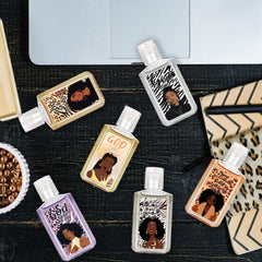 Piuaeue black women mini hand sanitizer design 03 showcases resilience with compact, easy-to-carry protection