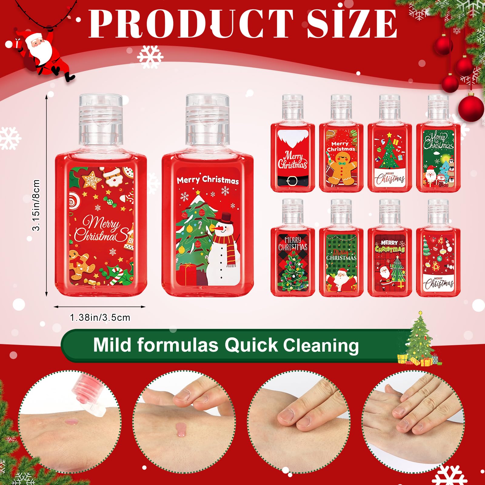 Piuaeue Christmas hand sanitizers in ten styles offer varied scents.
