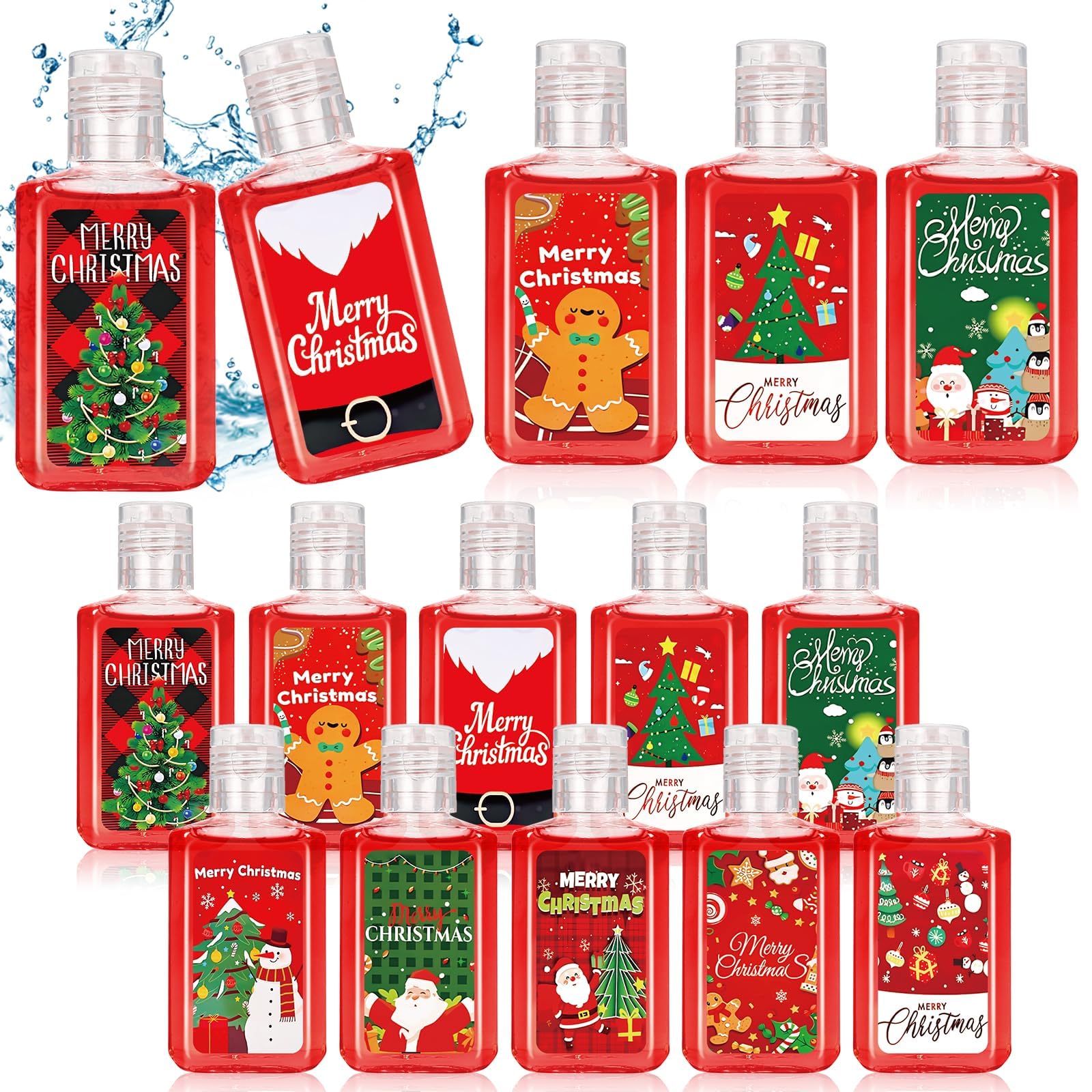 Piuaeue Christmas mini hand sanitizers with festive 50-piece set for gifting.