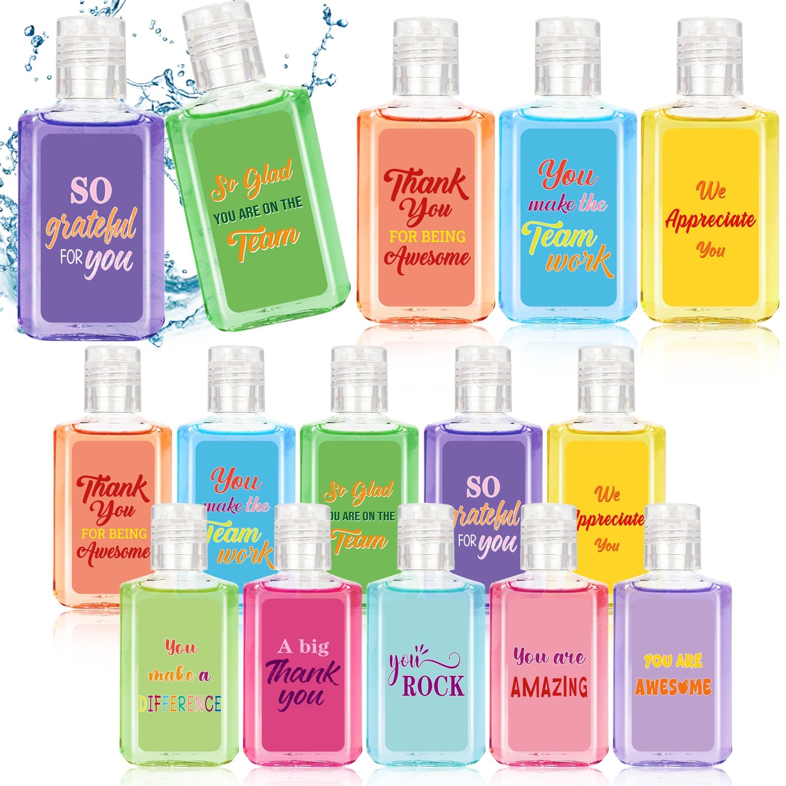 Piuaeue colorful thank-you sanitizer with quotes, ideal for desk or bag display.