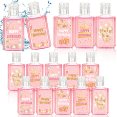 Piuaeue Happy Birthday hand sanitizer with balloon design for stylish party favors