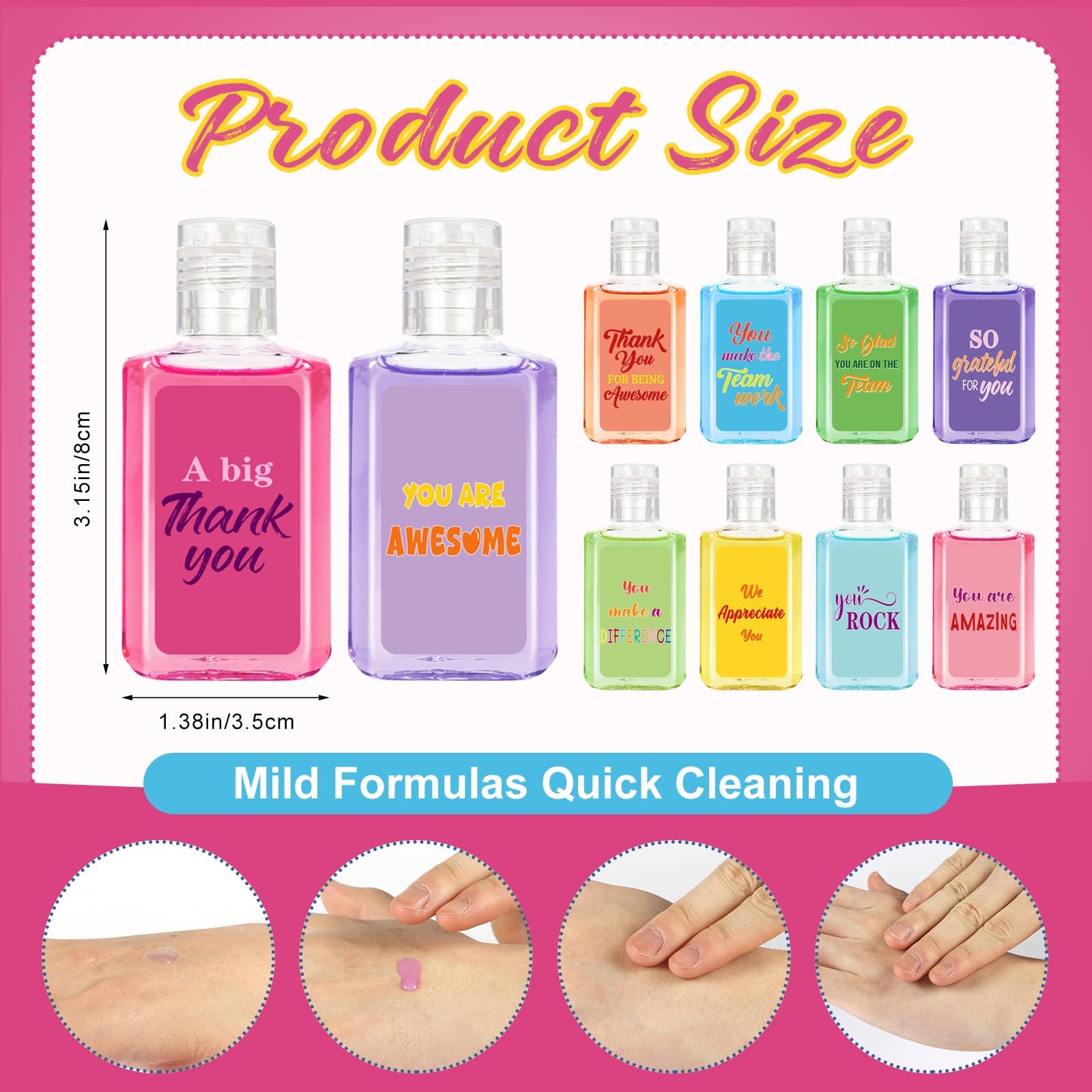Piuaeue motivational-label hand sanitizer 1oz, perfect gift for colleagues and teams.