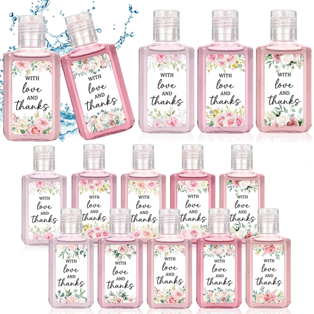 Piuaeue pink flower mini hand sanitizer for elegant wedding favors