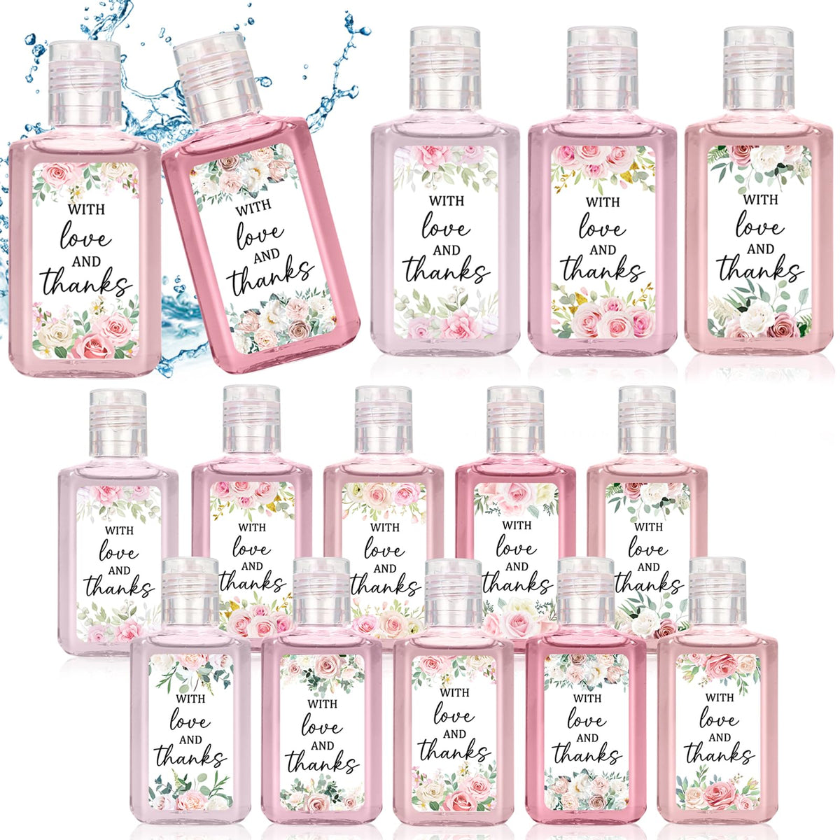 Piuaeue pink flower mini hand sanitizer for elegant wedding favors