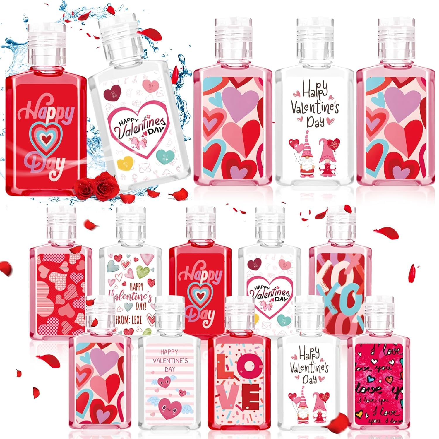 Piuaeue Valentines mini hand sanitizer bottle 1oz for quick on-the-go cleaning