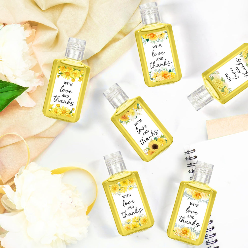 Piuaeue wedding flower label design hand sanitizer adds refined decor to events