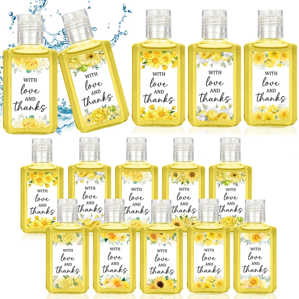 Piuaeue wedding flower mini hand sanitizer with 50-pack display for stylish guest favors.