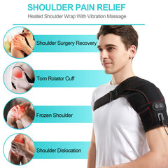 PKSTONE heated shoulder wrap control panel closeup shows adjustable heat and vibration levels.