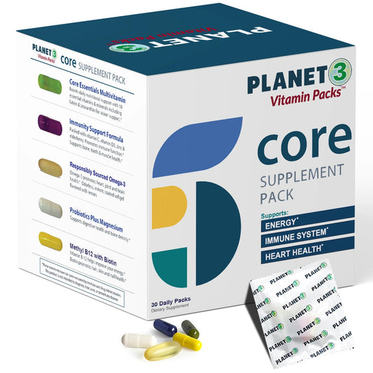 Planet 3 daily vitamin packs morning routine, supporting convenient everyday wellness