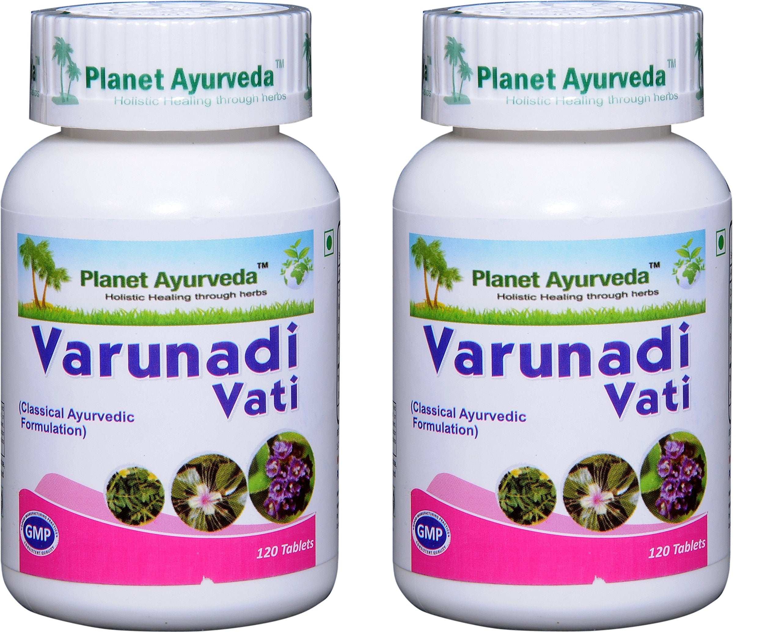 Planet Ayurveda Varunadi Vati bottle front view for urinary support.