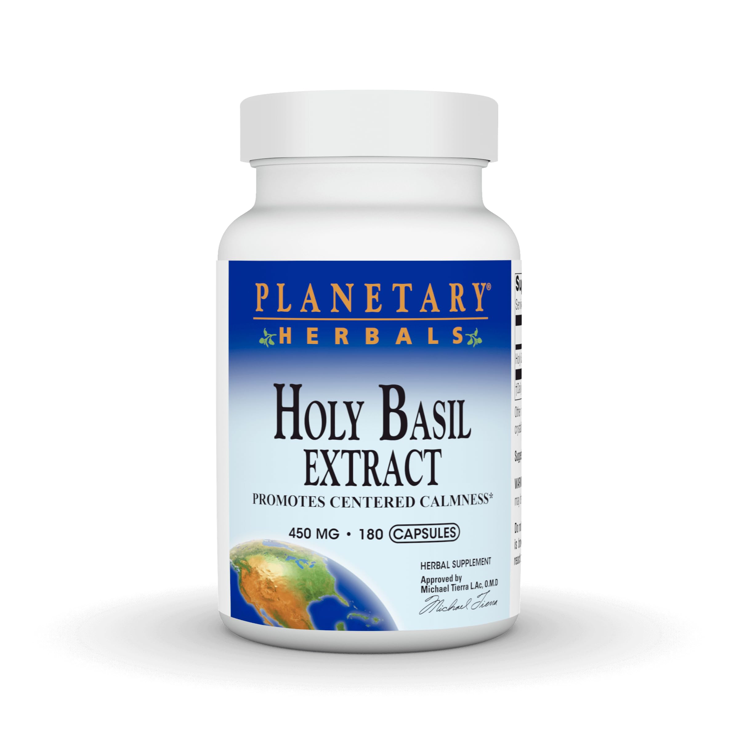 Planetary Herbals Holy Basil Extract bottle for daily calm and focus.
