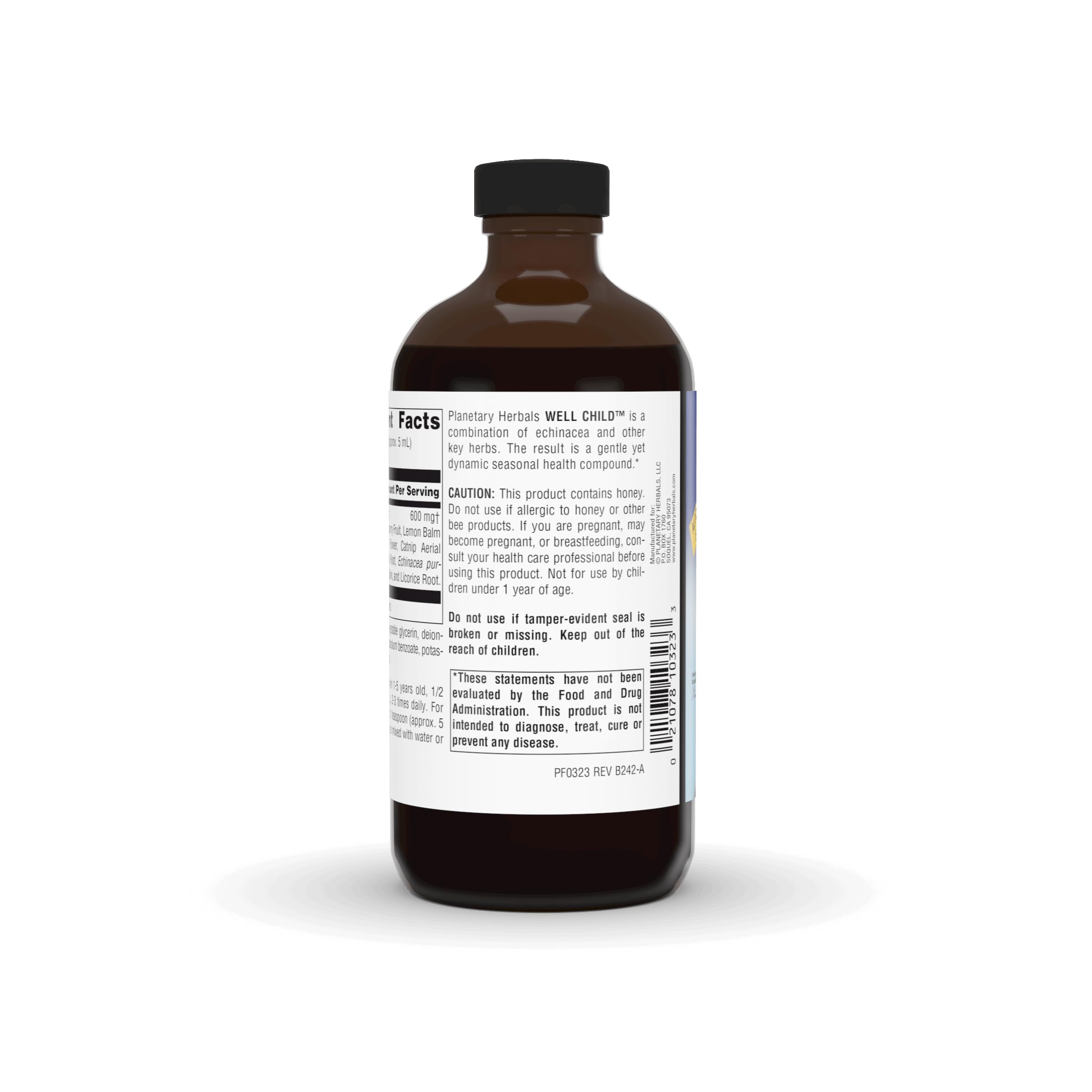 Planetary Herbals Well Child syrup dosing spoon ready for kids.