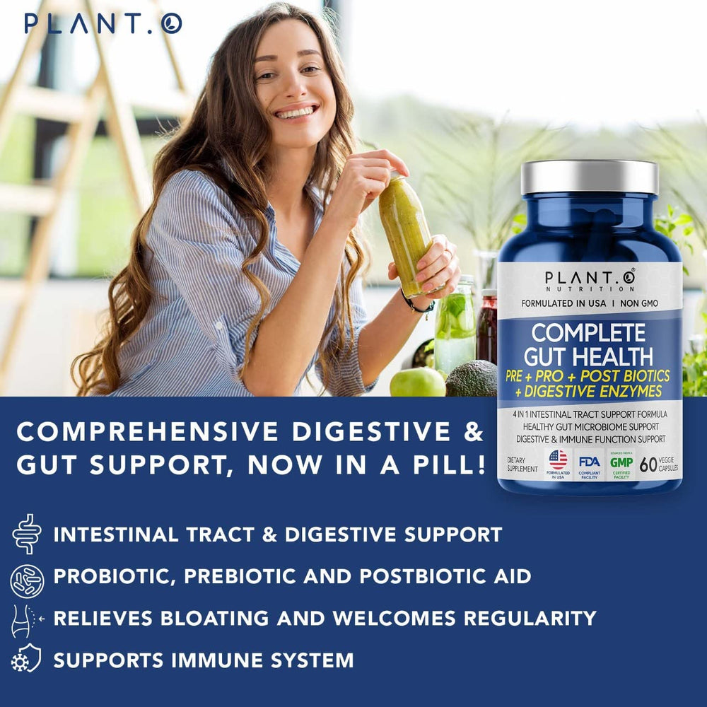 PLANT.O NUTRITION Gut Complex two capsules daily demonstrates a simple routine