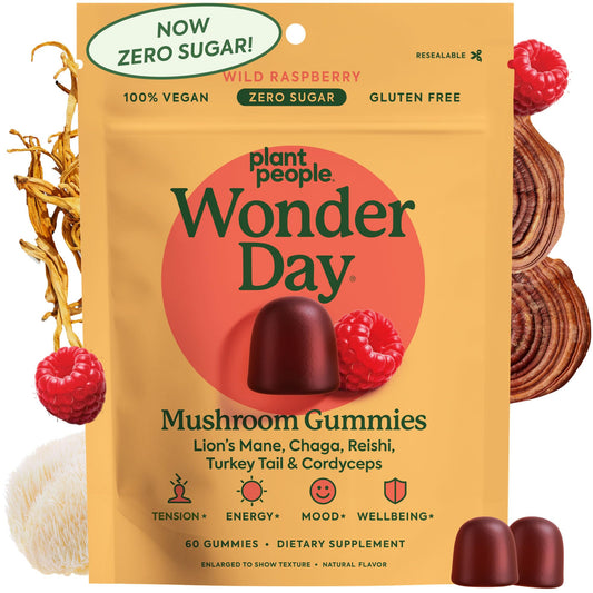 Plant People WonderDay gummies bottle front for easy daily energy and immune support.