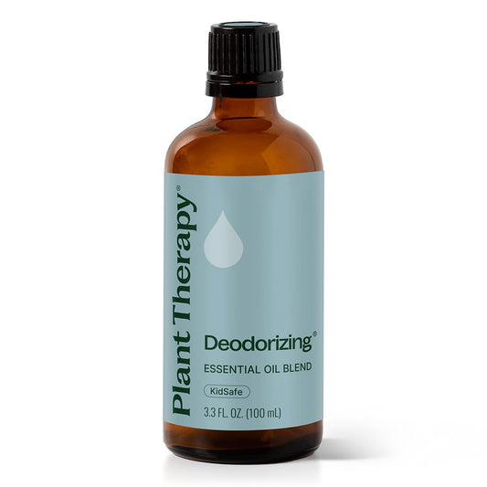 Plant Therapy Deodorizing Blend bottle with cap for easy room freshness.